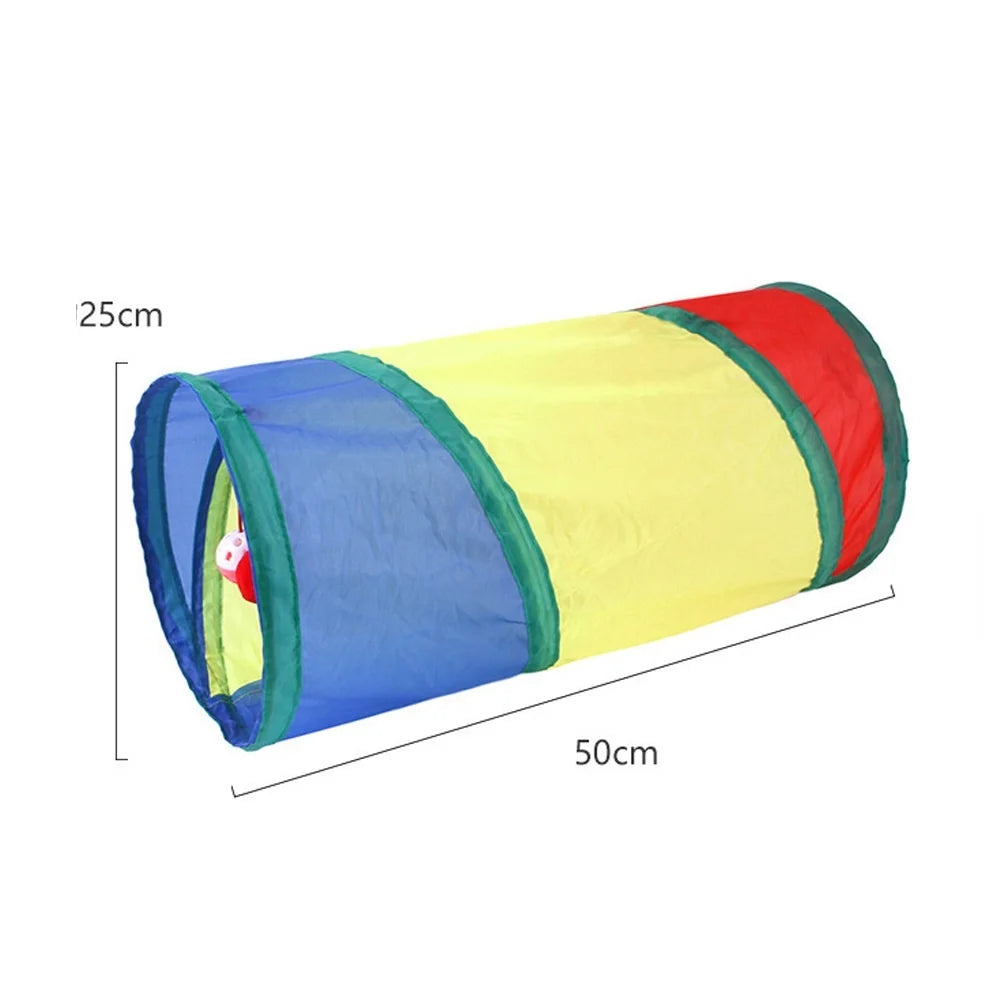 Cat Play Tunnel – Colorful Foldable Cat Tunnel with Toy Ball and Crinkly Paper