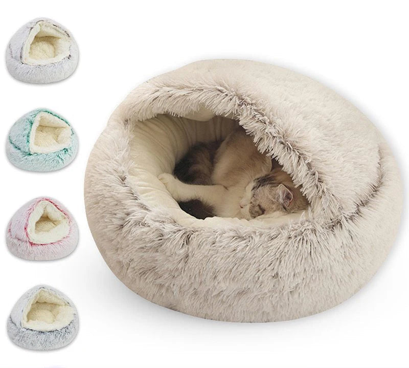 Fluffig Mysgrotta för Katt & Liten Hund