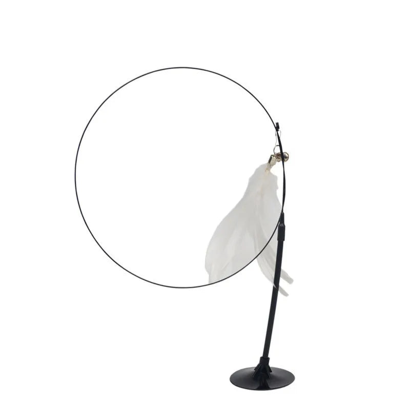 Interactive Cat Toy Feather Wand with Suction Cup