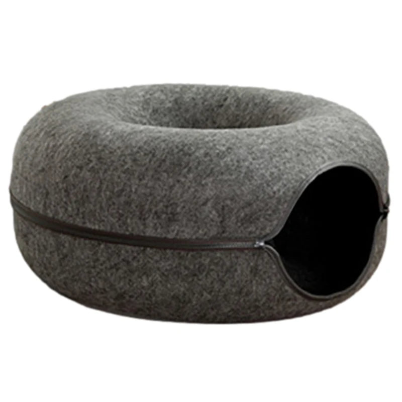 Interaktiv Donut Kattbädd med Tunnel