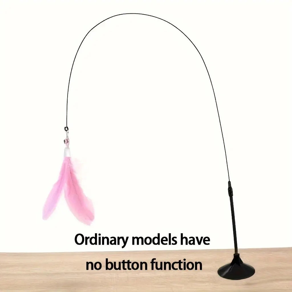 Interactive Cat Toy Feather Wand with Suction Cup