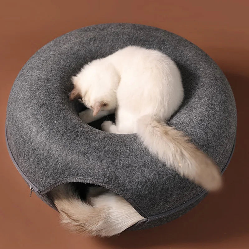 Interaktiv Donut Kattbädd med Tunnel