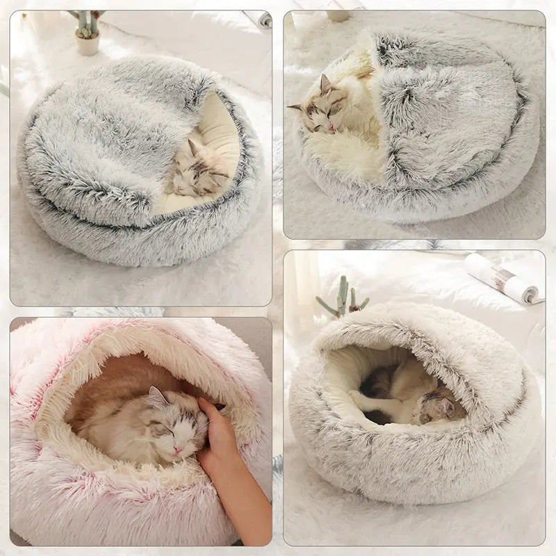 Fluffig Mysgrotta för Katt & Liten Hund