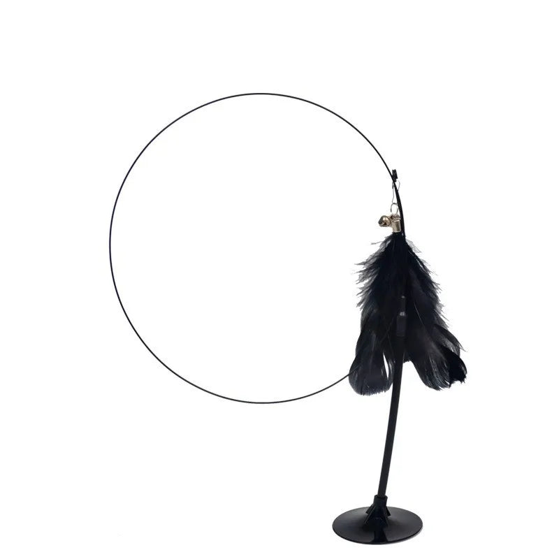 Interactive Cat Toy Feather Wand with Suction Cup