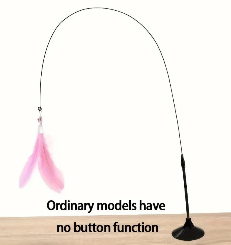 Interactive Cat Toy Feather Wand with Suction Cup