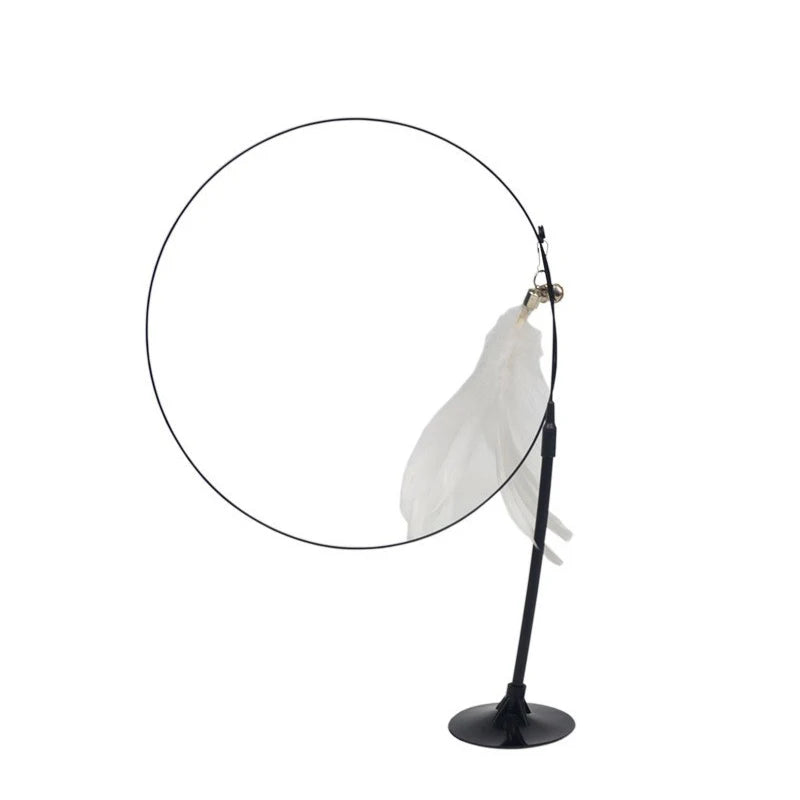 Interactive Cat Toy Feather Wand with Suction Cup