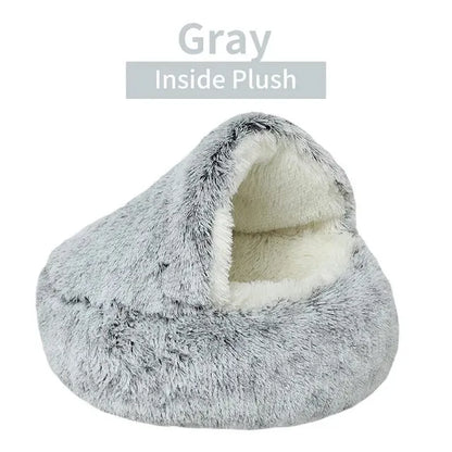 Heated Bed for Cat &amp; Dog - Soft Blanket with Cover, Round Sleeping Cave for Small Animals