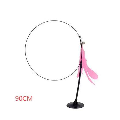 Interactive Cat Toy Feather Wand with Suction Cup