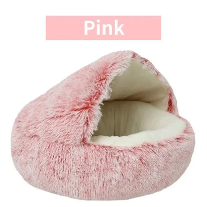 Heated Bed for Cat &amp; Dog - Soft Blanket with Cover, Round Sleeping Cave for Small Animals