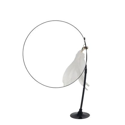 Interactive Cat Toy Feather Wand with Suction Cup