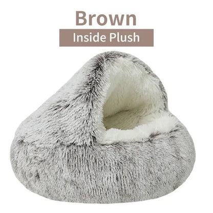 Heated Bed for Cat &amp; Dog - Soft Blanket with Cover, Round Sleeping Cave for Small Animals