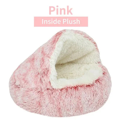 Heated Bed for Cat &amp; Dog - Soft Blanket with Cover, Round Sleeping Cave for Small Animals