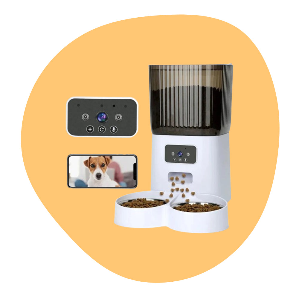 Automatic feeder for cats and dogs with HD camera and voice recording