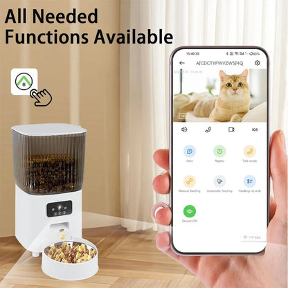 Automatic feeder for cats and dogs with HD camera and voice recording