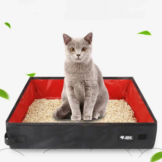 Bärbar hopfällbar resor Pet kattlåda Hundtoalett