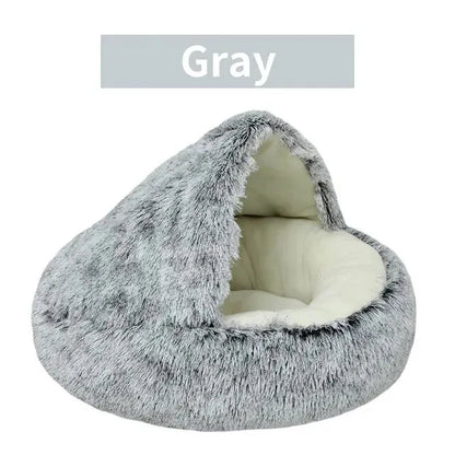 Heated Bed for Cat &amp; Dog - Soft Blanket with Cover, Round Sleeping Cave for Small Animals