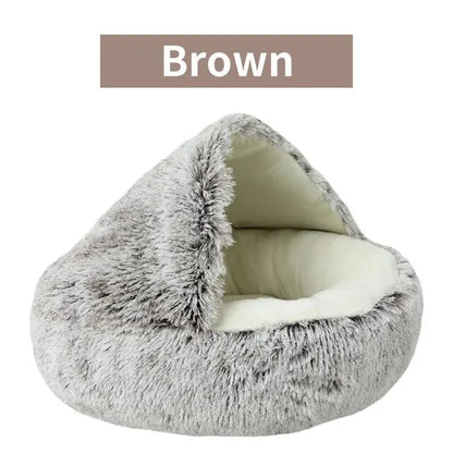 Heated Bed for Cat &amp; Dog - Soft Blanket with Cover, Round Sleeping Cave for Small Animals